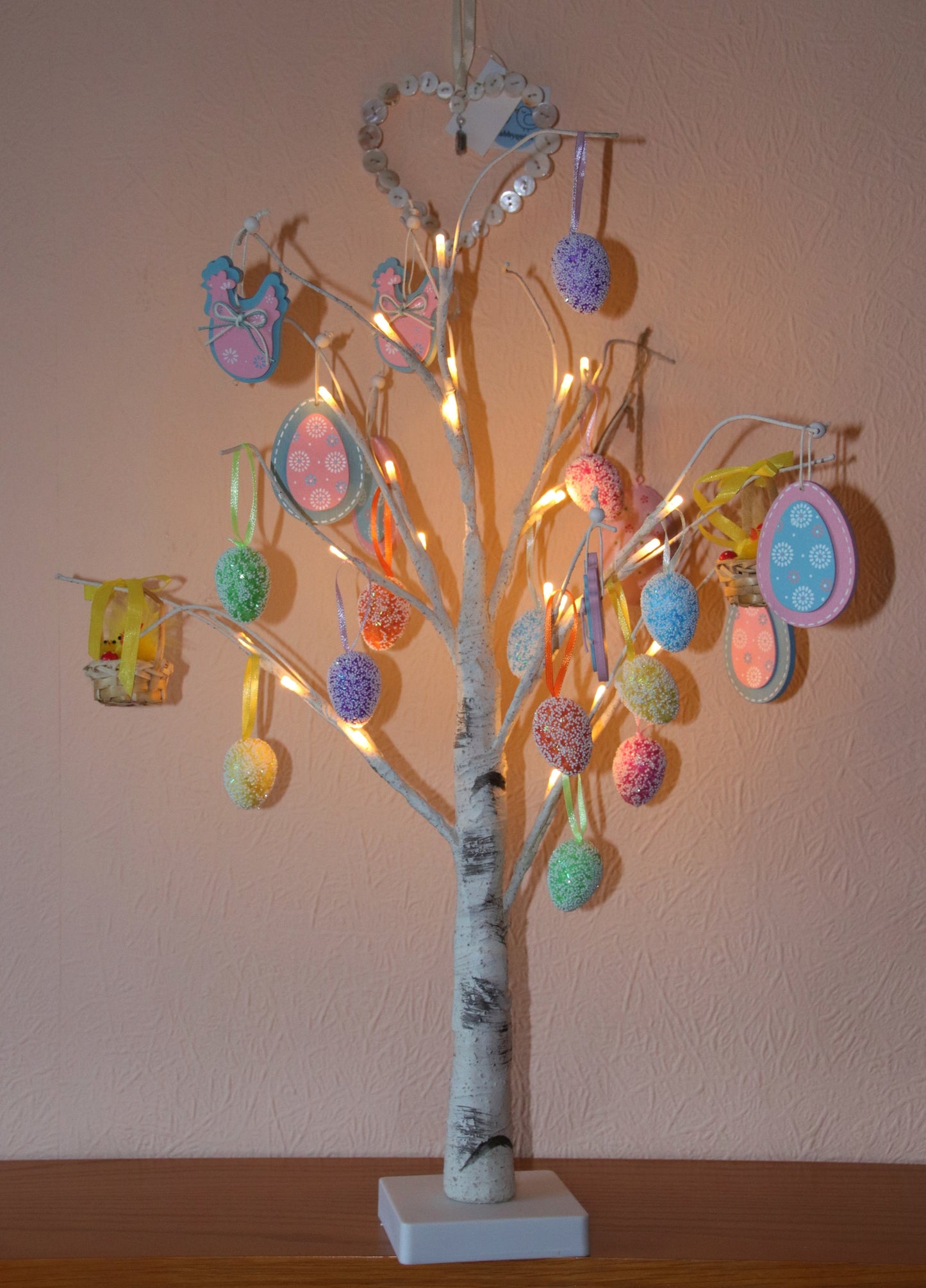 White Easter Tree & Hanging Eggs