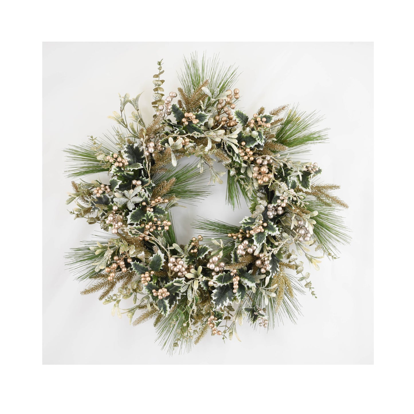 Luxury Gilded Holly Christmas Wreath 65cm