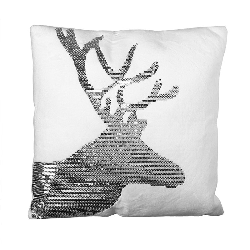 White Square Reindeer Cushion