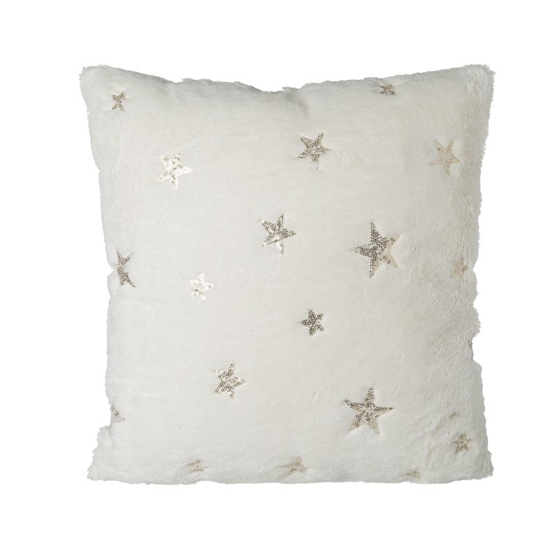 Soft white cushion with snowflakes