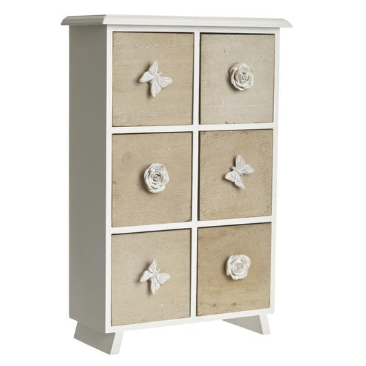 6 drawer cabinet with decorative knobs