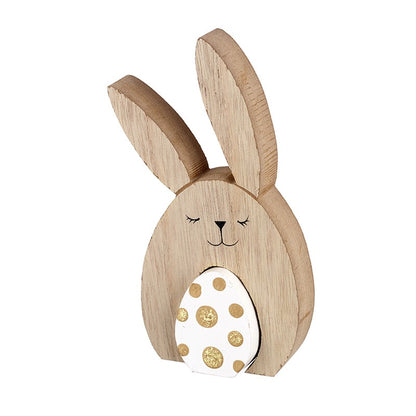 Wooden Easter Bunny with Egg