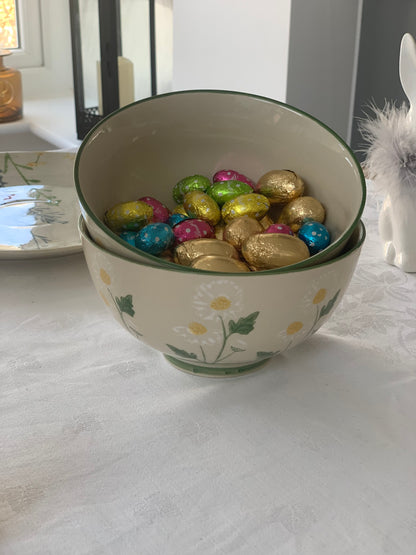 Set of 2 Spring Daisy Stoneware Bowls