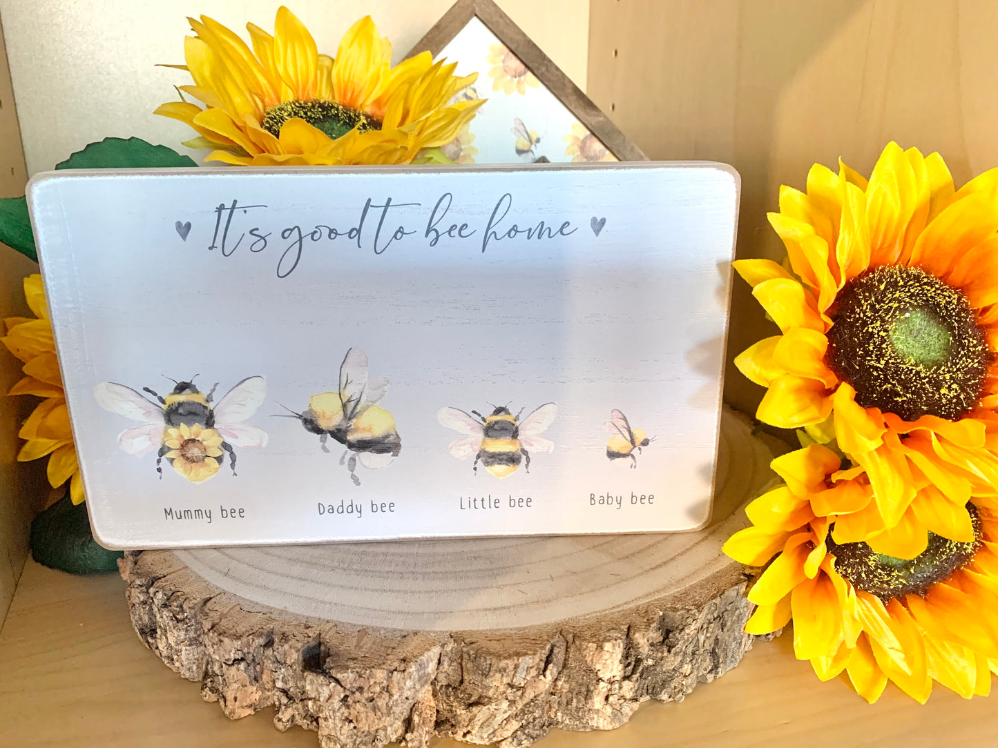 Sunflower & Bee Family Block - 2 styles available