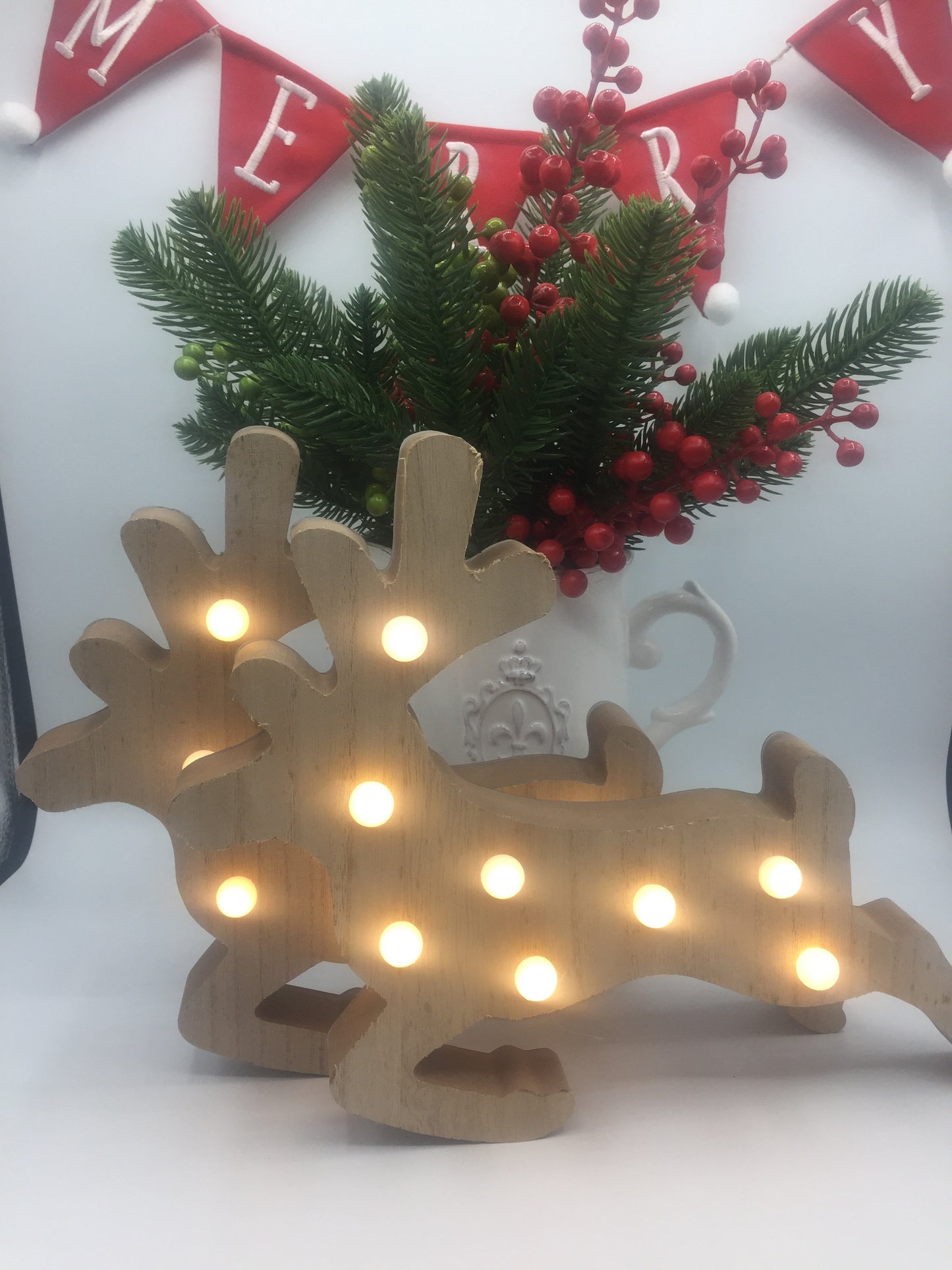 Wooden Light Up Christmas Reindeer