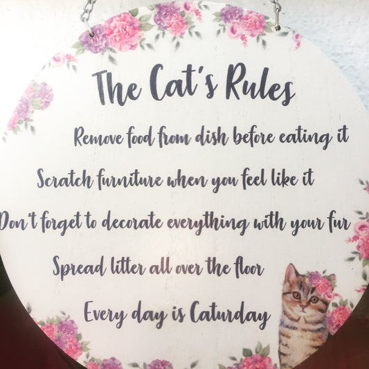 The Cat’s Rules Round Hanging Plaque