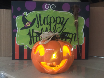 Happy Halloween Wooden Block Sign