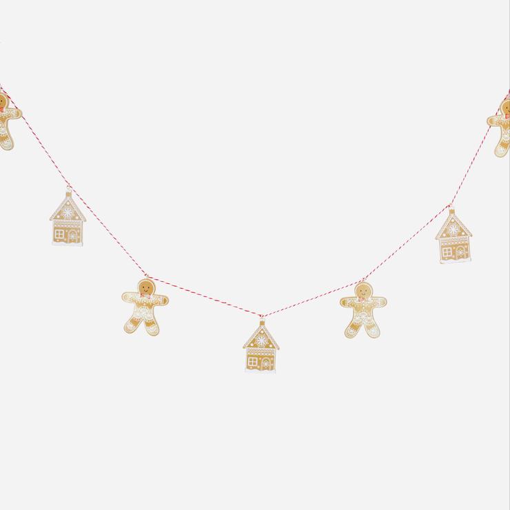 Wood Garland Gingerbread 'Lace Iced' Men/House
