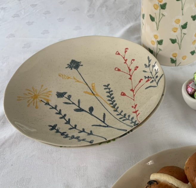 Stoneware Plates - Meadow Design