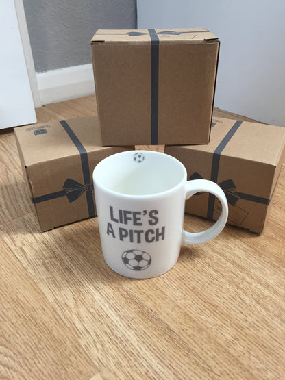 Life’s A Pitch Football Mug