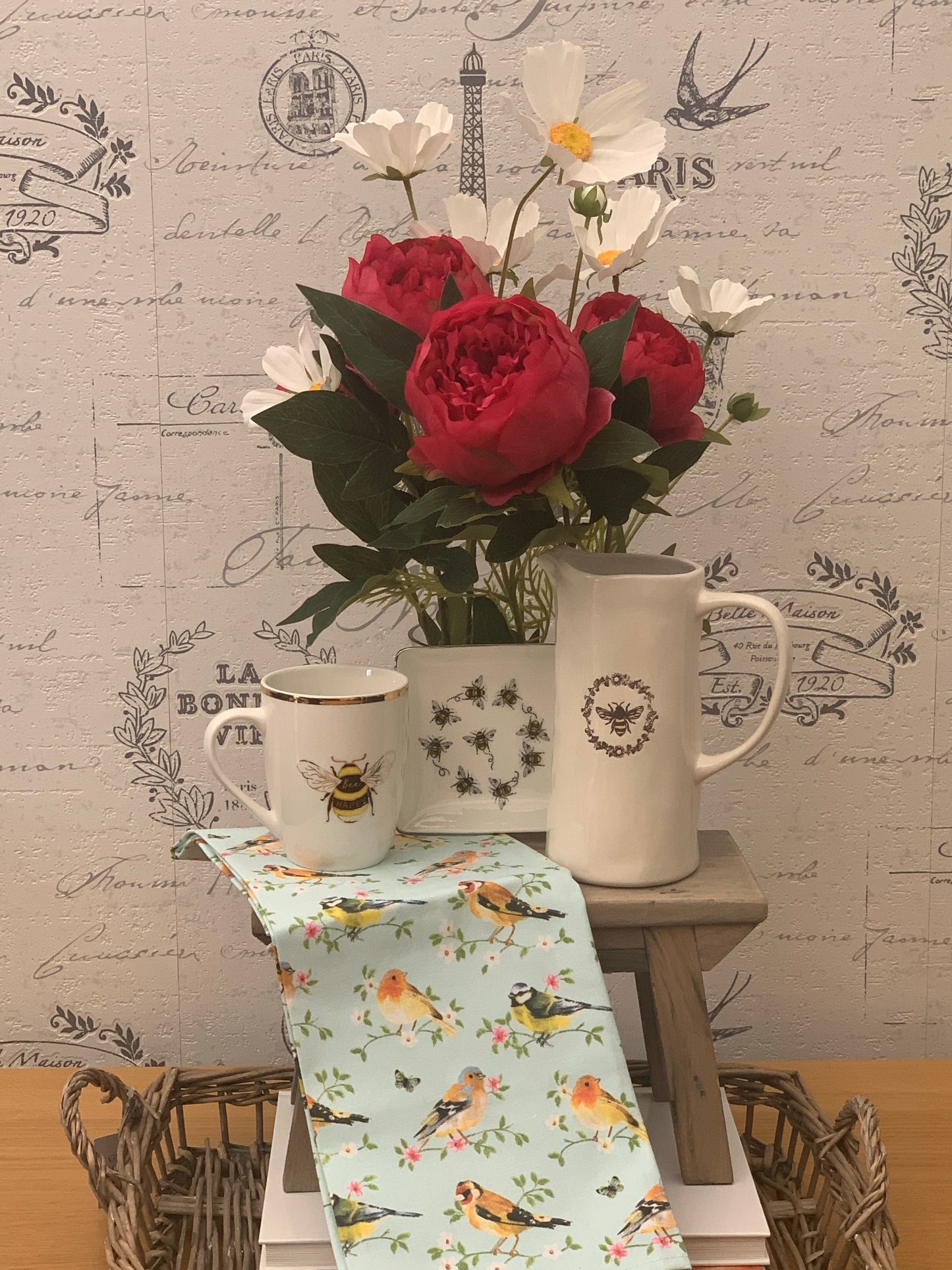 Birds & Blossom Tea Towel