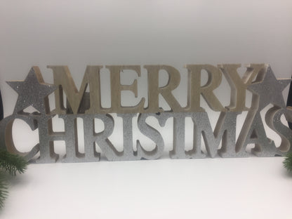 Merry Christmas Wooden Standing Words - 2 designs available