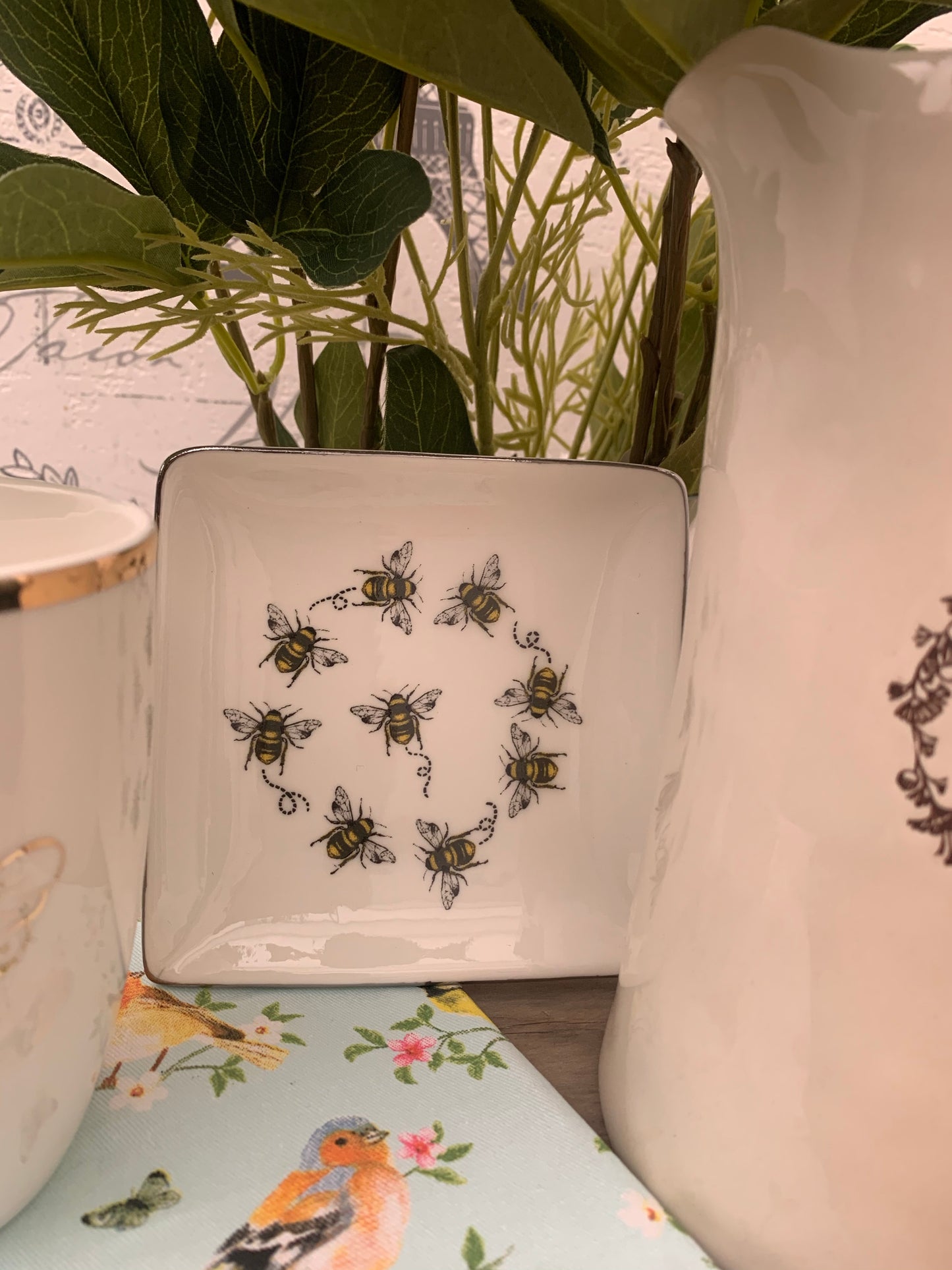 Bees Ceramic Trinket Dish