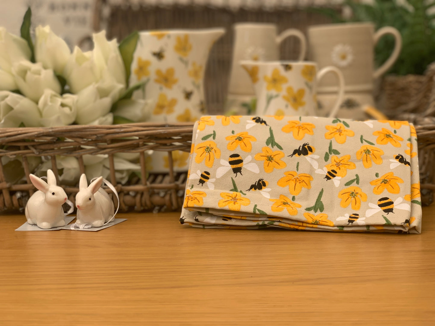 bees & buttercups tea towel