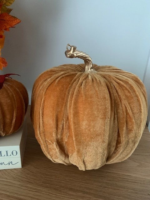 Orange Velvet Pumpkins - 2 sizes available