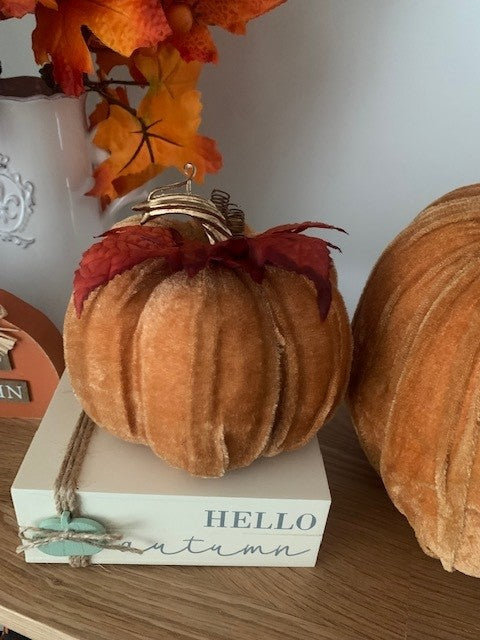 Orange Velvet Pumpkins - 2 sizes available