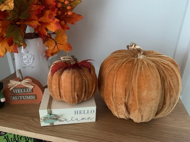 Orange Velvet Pumpkins - 2 sizes available